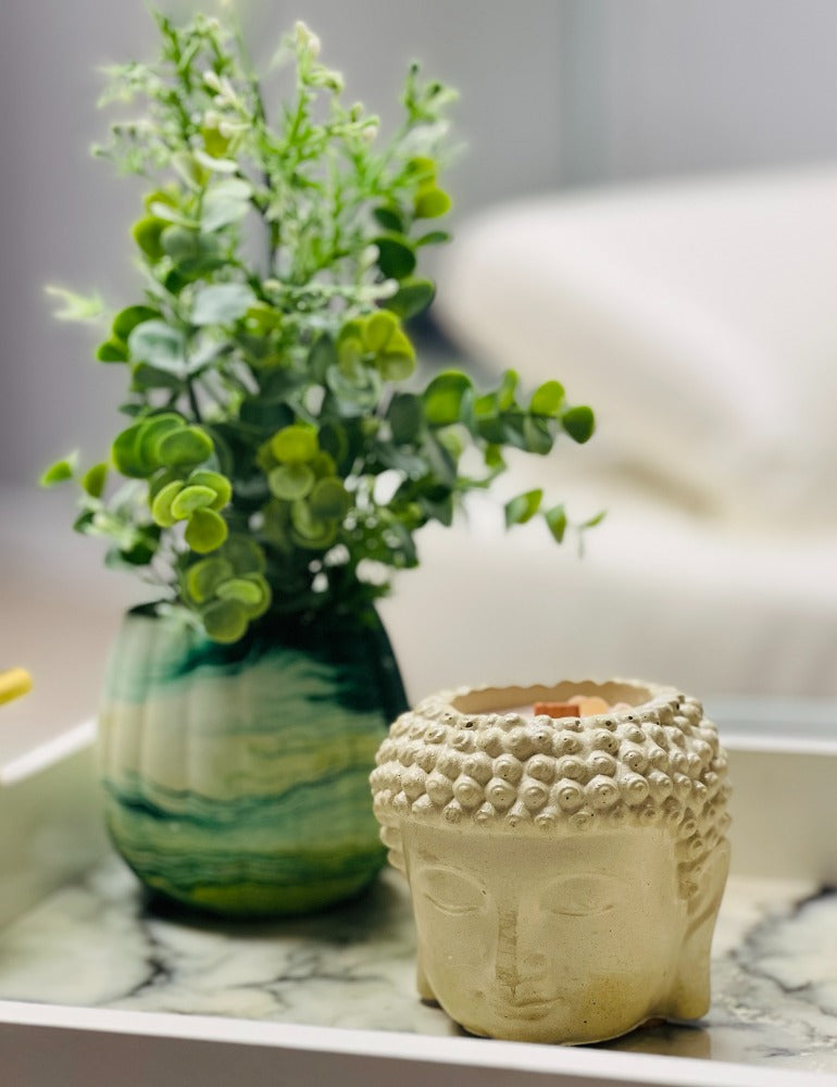Healing Wood Buddha Concrete Candle - Eccentric Scents 