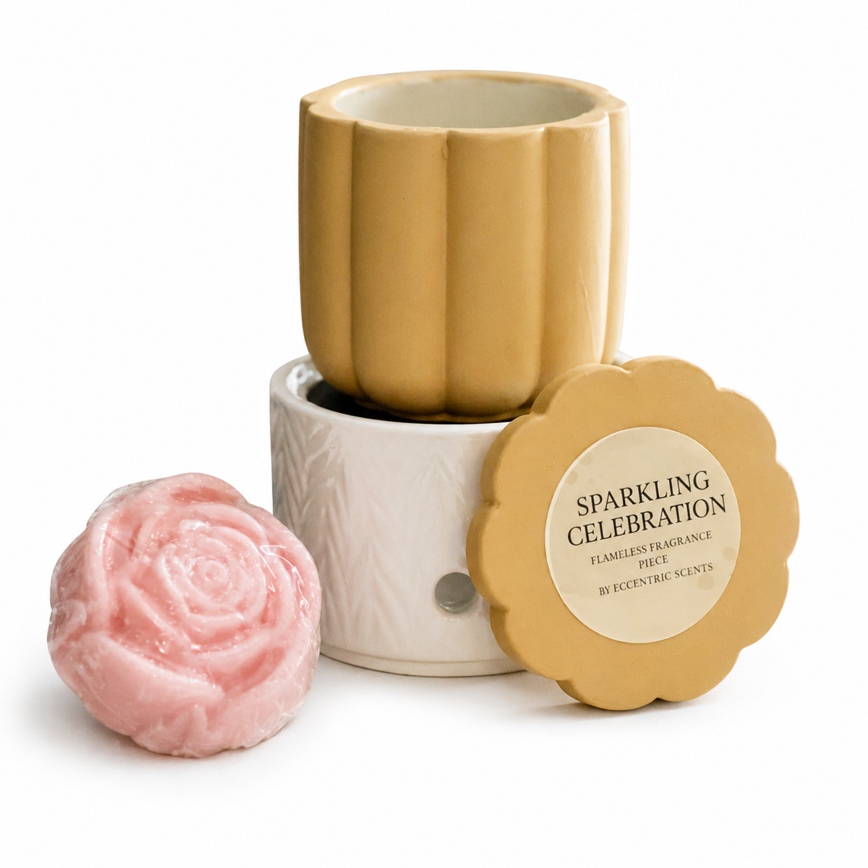 Soft Glow Ritual fragrance vessel flameless home fragrance with sculpted wax by Eccentric Scents