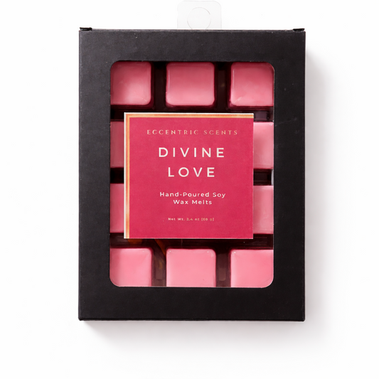 Divine Love soy wax melts with soft warm floral fragrance by Eccentric Scents