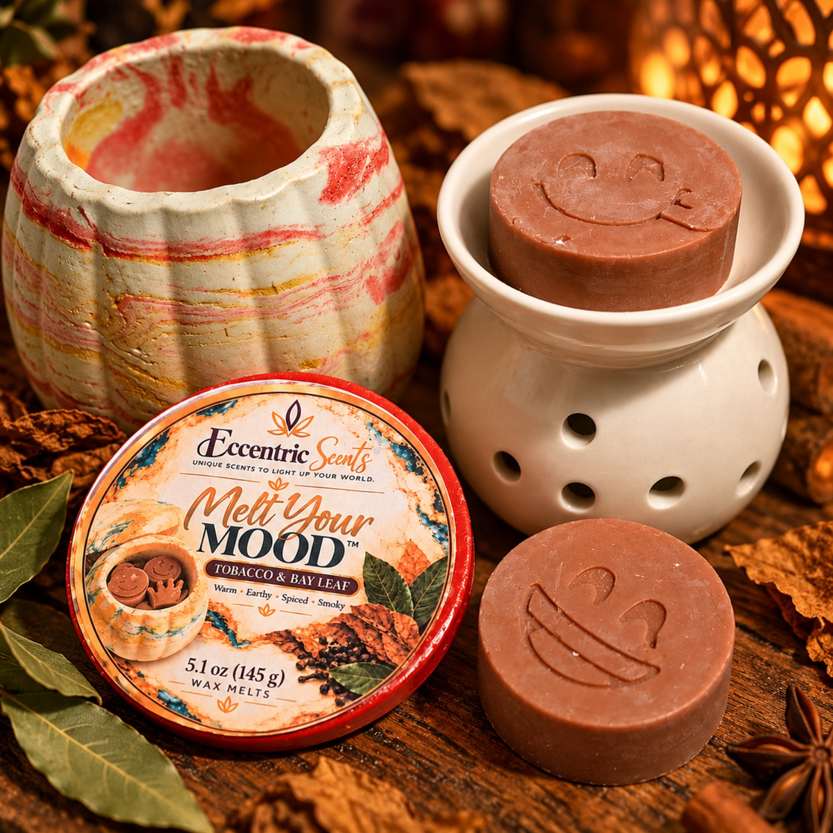 Melt Your Mood – Tobacco &amp; Bay Leaf | Artisan Wax Melt