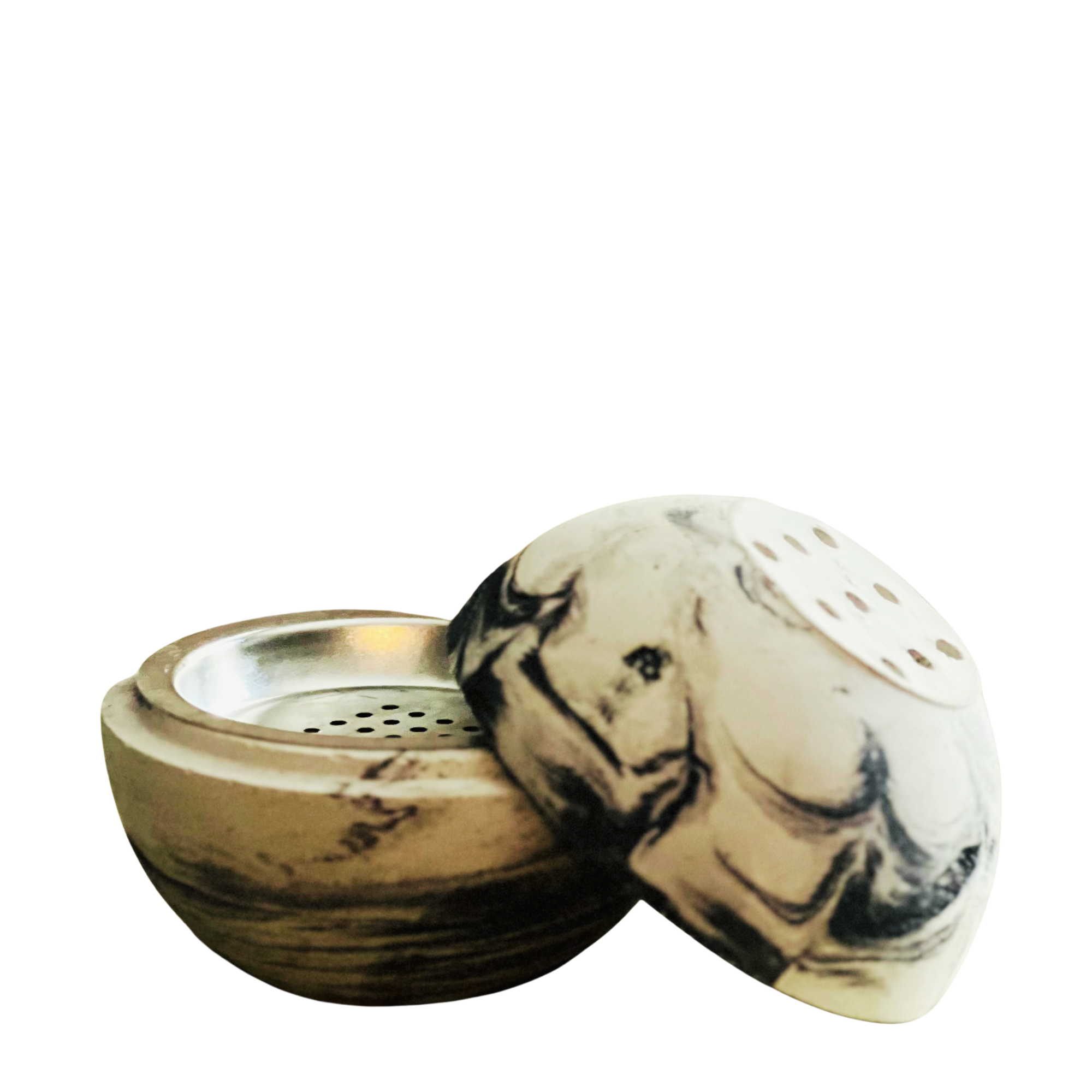 Sacred Smoke Vessel black marble incense holder made from concrete by Eccentric Scents