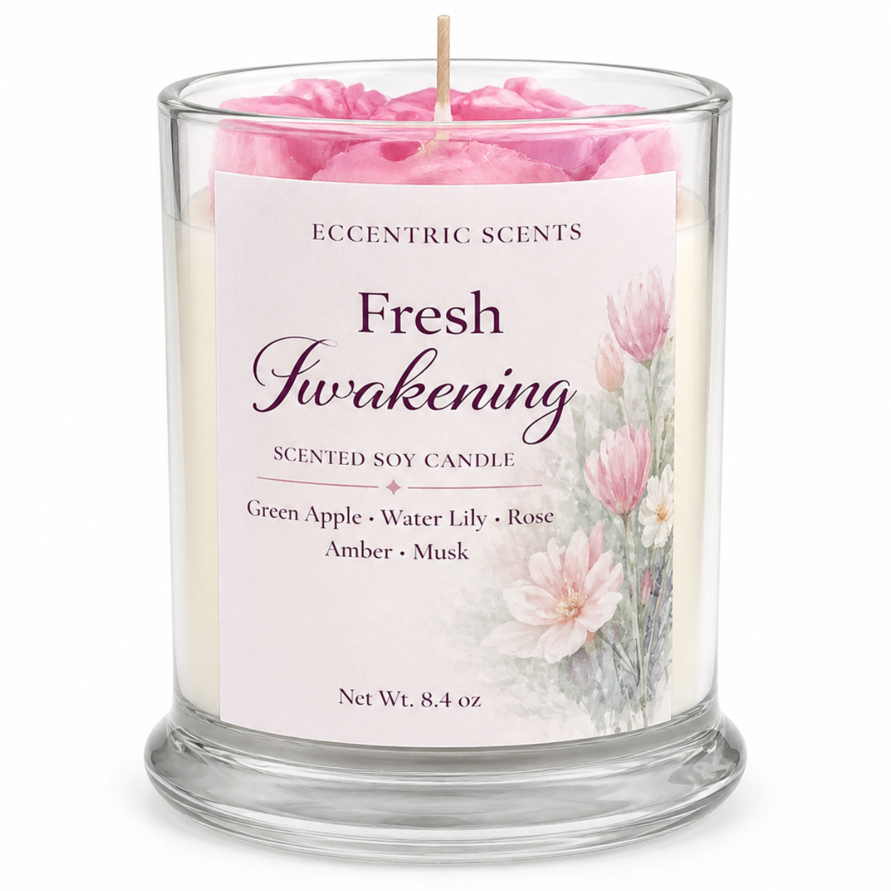 Fresh Awakening concrete candle with green apple and floral scent by Eccentric Scents