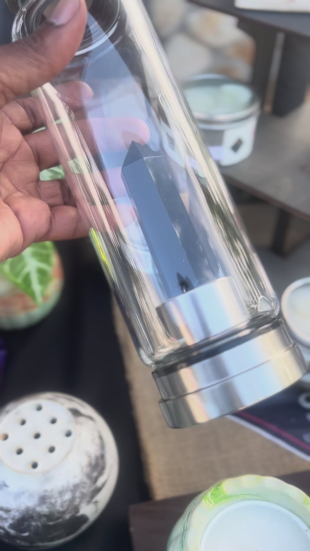 Smoky Quartz – Stress relief &amp; detoxification Crystal Water Bottle