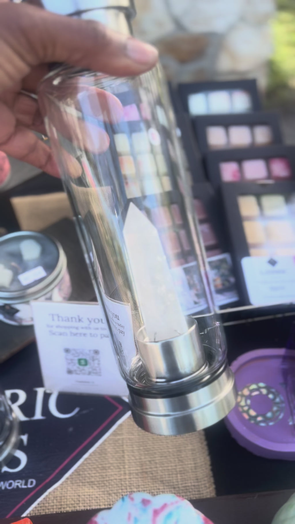 Rose Quartz – Heart healing & compassion Crystal Water Bottle